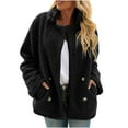 thumbnail image 4 of Vinsonshop Sherpa Jacket Women Plush Jackets for Women Pea Coats for Women Fuzzy Jackets for Women Teddy Fleece Jacket Women Winter Clothing for Women Warm Winter Jackets for Women Black L, 4 of 9