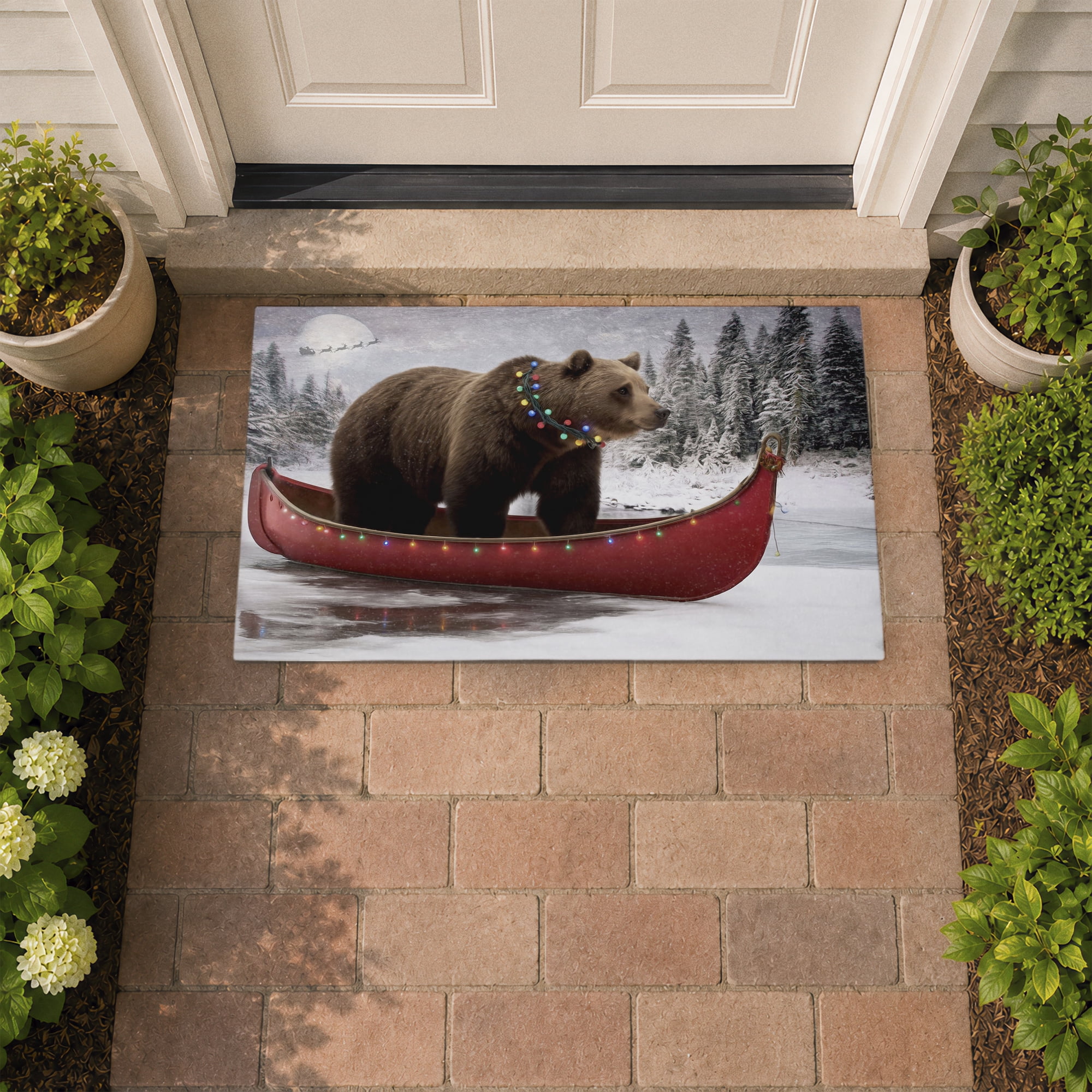 Stupell Industries Yuletide Voyage Bear Printed Outdoor Door Floor Mat, design by Kelley Parker