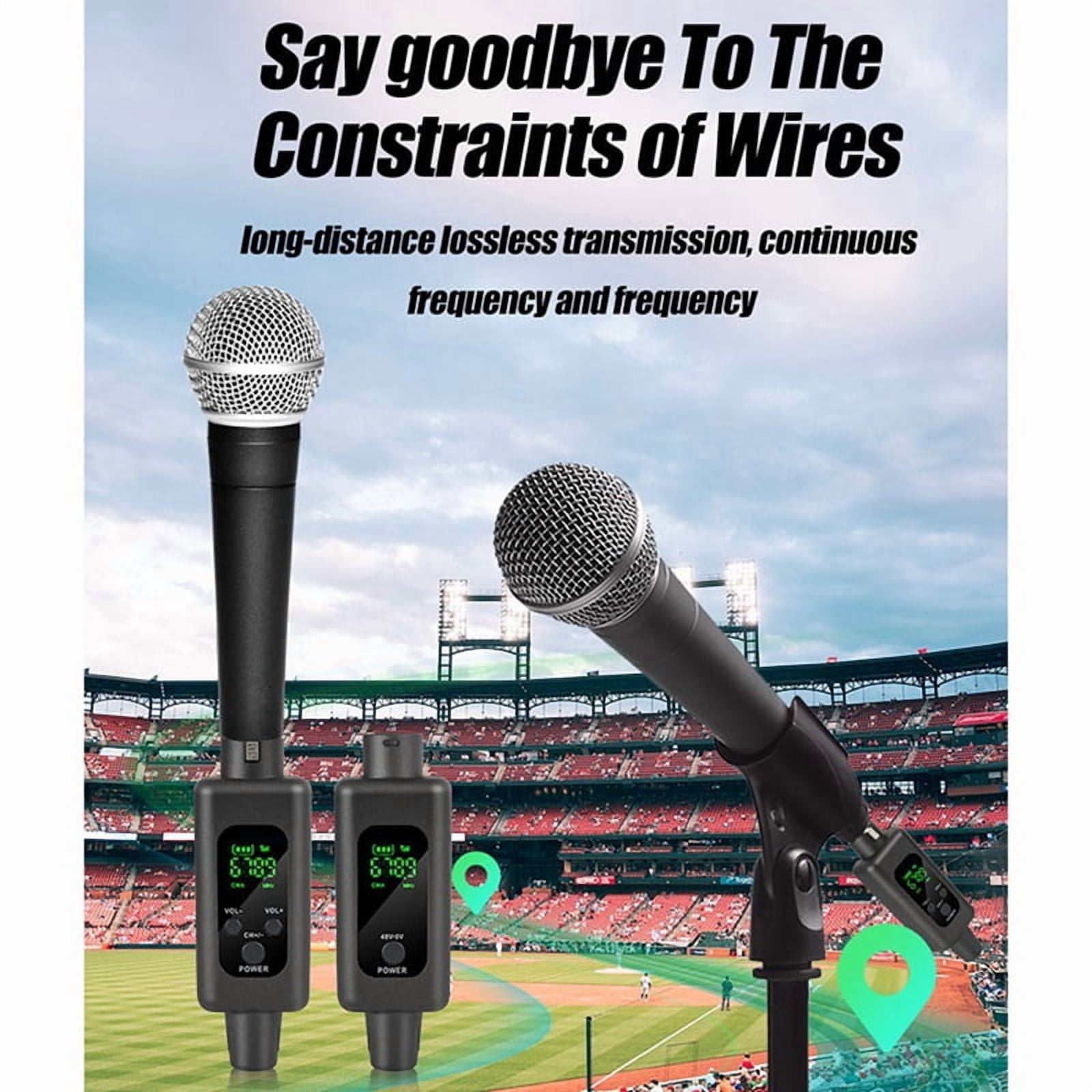 2.4G Wireless Microphone System XLR Mic Converter Adapter UHF Automatic Transmitter for Wired Dynamic Microphone 48v