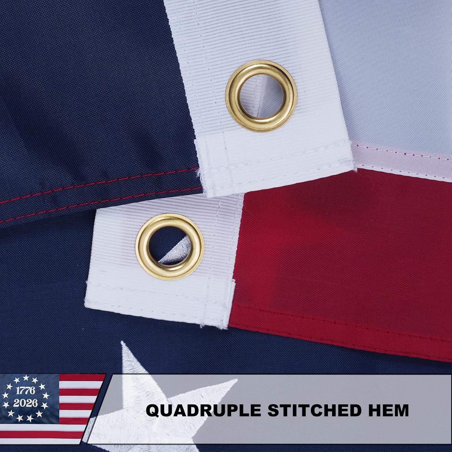 250 Anniversary USA Flag 3x5 FT, 1776-2026 Betsy Ross 13 Stars Colonies American Flags, Bennington USA Fade Resistant Embroidered Stars Banner with Brass Grommets