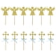 thumbnail image 1 of EeaseMX 24 piezas (2 paquetes) de adornos para tartas con forma de cruz y ángel, palillos brillantes para cupcakes, decoración para fiestas, bodas, cumpleaños, festivales (lazo azul), 1 of 8