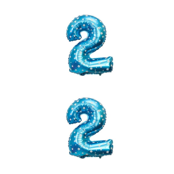 Masteelf 2pcs 32 Inch Aluminium Foil Digital Balloons Number Balloons Party Supplies for Birthday Wedding Anniversary Decoration (Blue Printing Number 2)