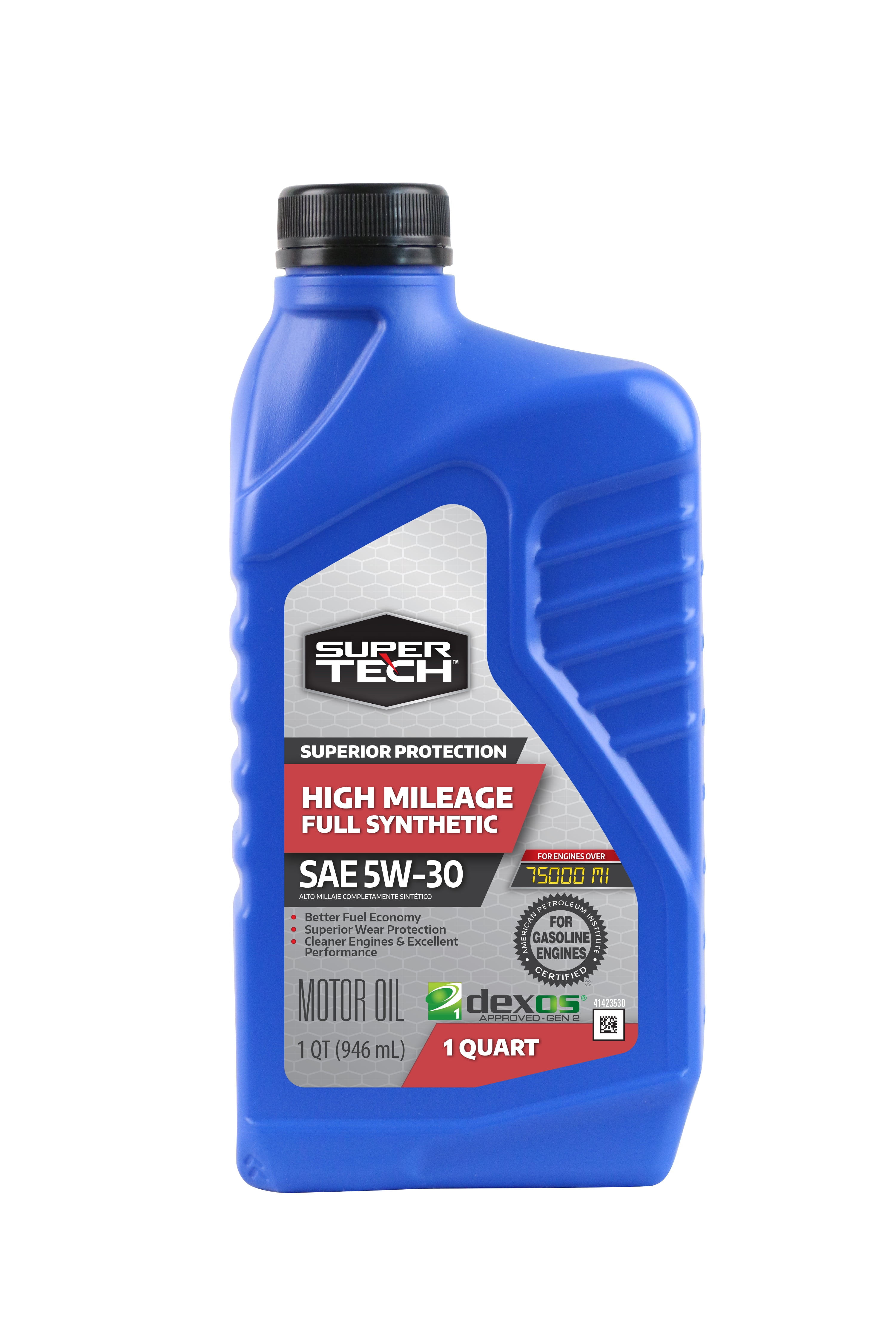 Super Tech High Mileage Full Synthetic SAE 5W-30 Motor Oil, 1 Quart ...