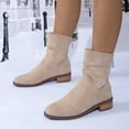 thumbnail image 2 of 2024 Hot Sale Shoes Female Zipper Women's Boots Winter Round Toe Suede Warm Solid Short Barrel Chunky Heels Plus Size Boots (khaki,41), 2 of 7