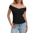 thumbnail image 4 of Syhzlz Elastic Tank Tops For Women, Ribbed Knit Slim Fit T-shirts Sleeveless, Off Shoulder Camisole Going Out Summer, 4 of 6
