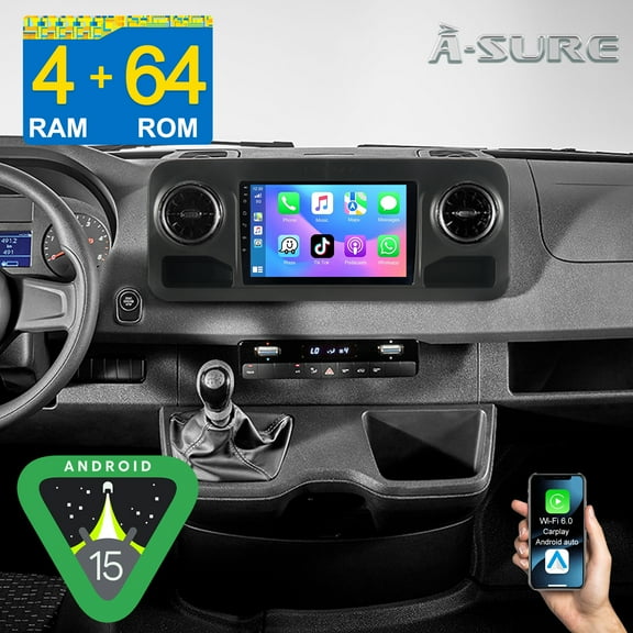 10.1" 4 64GB Android 15 Car Radio for Mercedes Benz Sprinter Freightliner W907 VS30 2019-2023 (Low-end) with CarPlay/GPS Navi/Wi-Fi/BT 5.4/DSP