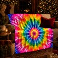 thumbnail image 3 of YShenghong Vibrant Radial Rainbow Tie Dye Explosion Printed Flannel Blanket, 3 of 7