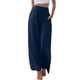 thumbnail image 1 of Pantalones de cintura alta y pierna ancha para mujer - Elástico con cordón, pierna recta cómoda, con bolsillos, 1 of 6
