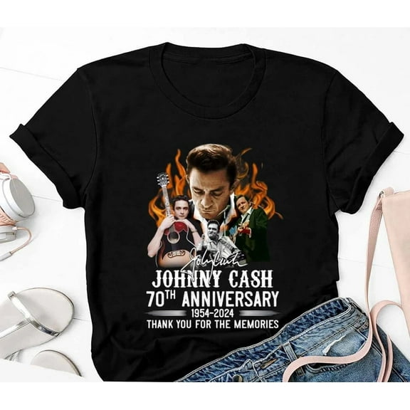 Fukika Johnny Tee Cash 70th Anniversary 1954-2024 Thank You For The Memories T-Shirt