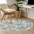 thumbnail image 5 of Blue Snowflake Christmas Round Area Rug 4ft, Xmas Snowflake Vintage Washable Non-Slip Circle Rugs for Bedroom Living Room Kitchen, Soft Non Shedding Circle Carpet for Dining Room Dorm, 5 of 9