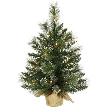 Vickerman 2' Snow Tipped Mixed Pine and Berry Christmas Tree with 35 Clear