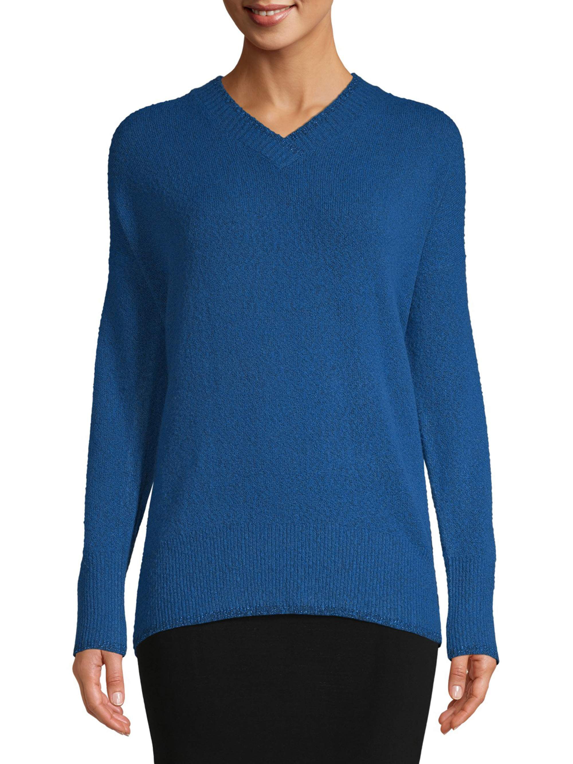 Concepts Women’s V-Neck Drop Shoulder Sweater - Walmart.com