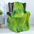 thumbnail image 4 of Leaves Soft Flannel Fleece Throw Blanket, Leaves in Water Spa Open Your with Nature Ecological Monochrome Photo, Cozy Plush for Indoor and Outdoor Use, 70" x 90", Green, by Ambesonne, 4 of 5