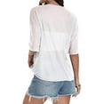 thumbnail image 3 of Aiyino Women's See Through Mesh Sheer Blouse Sexy T Shirt Blouse Summer Short Sleeve Round Neck Loose Tops Tee,XXL White, 3 of 9