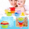 thumbnail image 4 of 6pcs Set Stacking Cups Baby Toy for Infants Toddlers Kids Small Rainbow Color Bath Stack-Up Cups with Under The Sea Animal Shapes and Drain Holes Stackable Nesting Cups for Water Games, 4 of 9