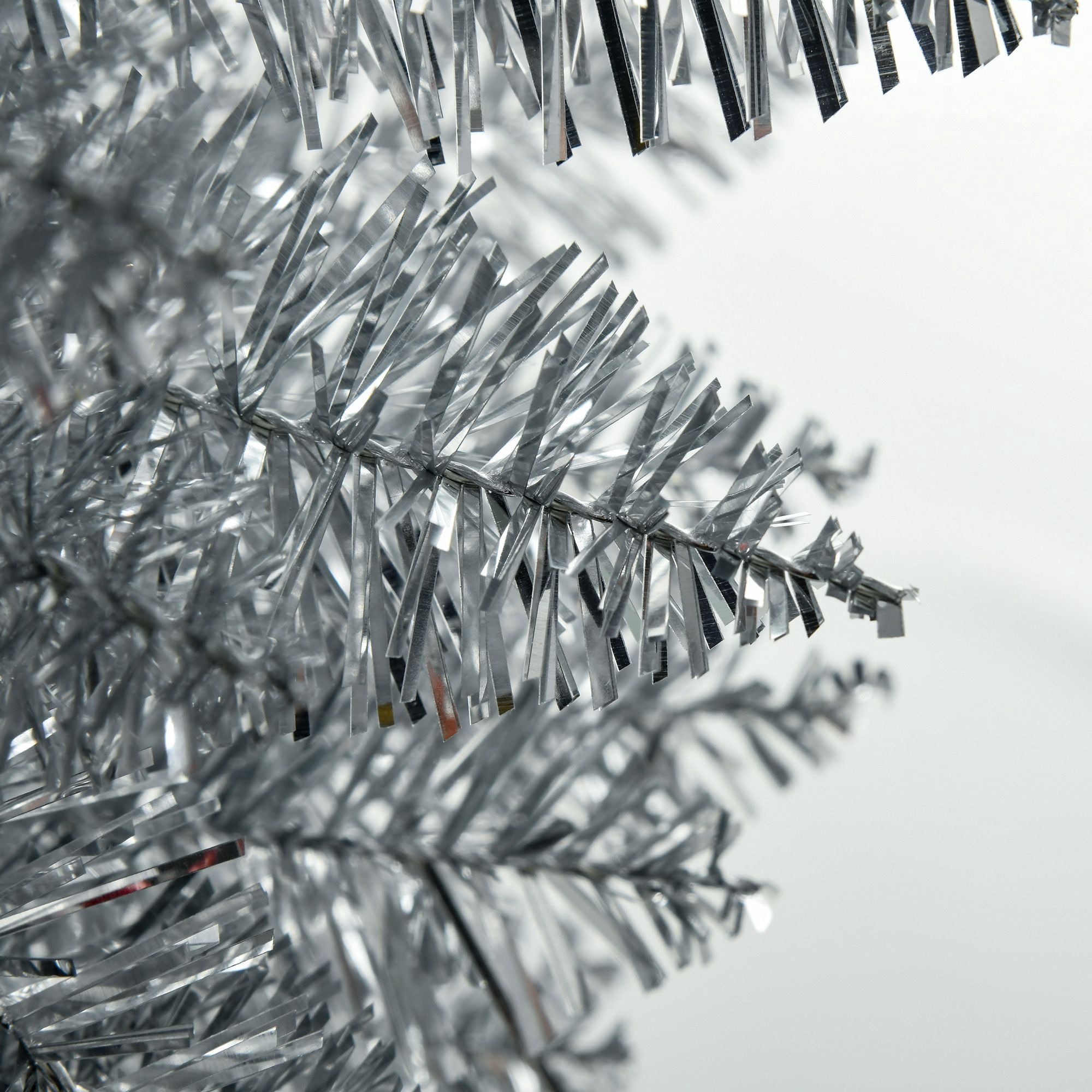7 ft Pencil Christmas Tree with 499 Branch Tips and Plastic Stand, Slim Unlit Artificial Holiday Tree for Small Rooms and Apartments