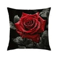thumbnail image 2 of Black Pink Roses Velvet Throw Pillow Covers Sofa Pillowcase Car Square Throw Pillowcases Home Decoration 18X18in, 2 of 7