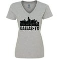 thumbnail image 3 of Inktastic Dallas Texas City Skyline with Grunge Women's V-Neck T-Shirt, 3 of 5