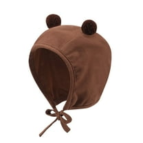 ZHENHONG Turbans for Girls and Boys Baby Cute Warm Ear Protection Skull Caps Casual Solid Color Headwear Brown