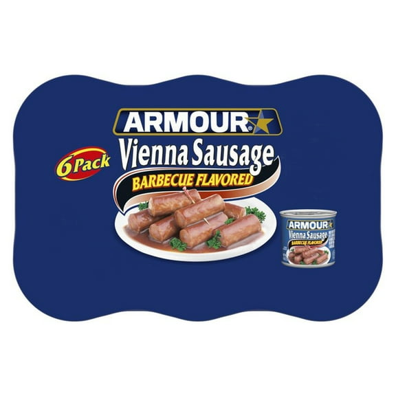 Armour Barbecue Vienna Sausage, 7g protein Per Serving, 4.6 oz Can (Pack of 6)