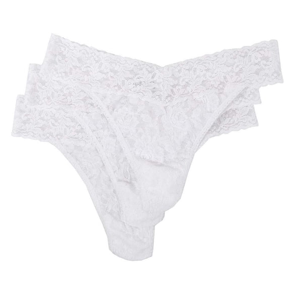 Hanky Panky Women's Signature Lace Original Rise Thongs - One Size - White , (Pack of 3)
