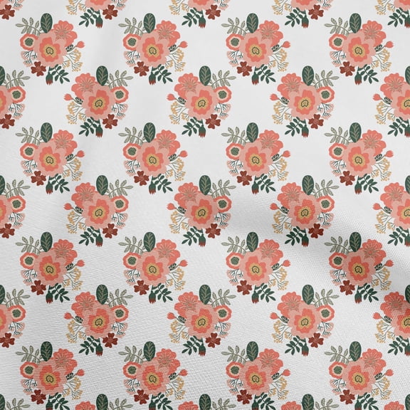 oneOone Velvet White Fabric Asian Retro Floral Craft Projects Decor Fabric Printed By The Yard 58 Inch Wide