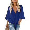thumbnail image 1 of Women's White/Pink/Black/Blue Forever Tonight Button Down Tie Top, 1 of 3