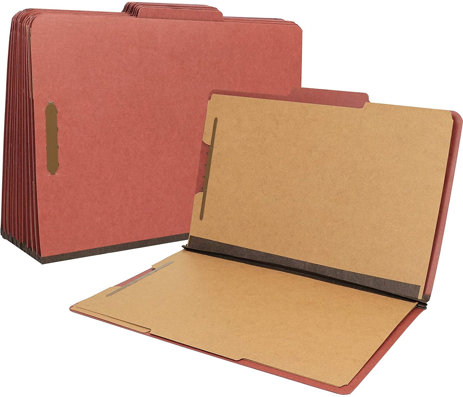 Pendaflex Classification File Folders 3 Dividers 2" Embedded Fasteners Legal Size Red Pack of 10