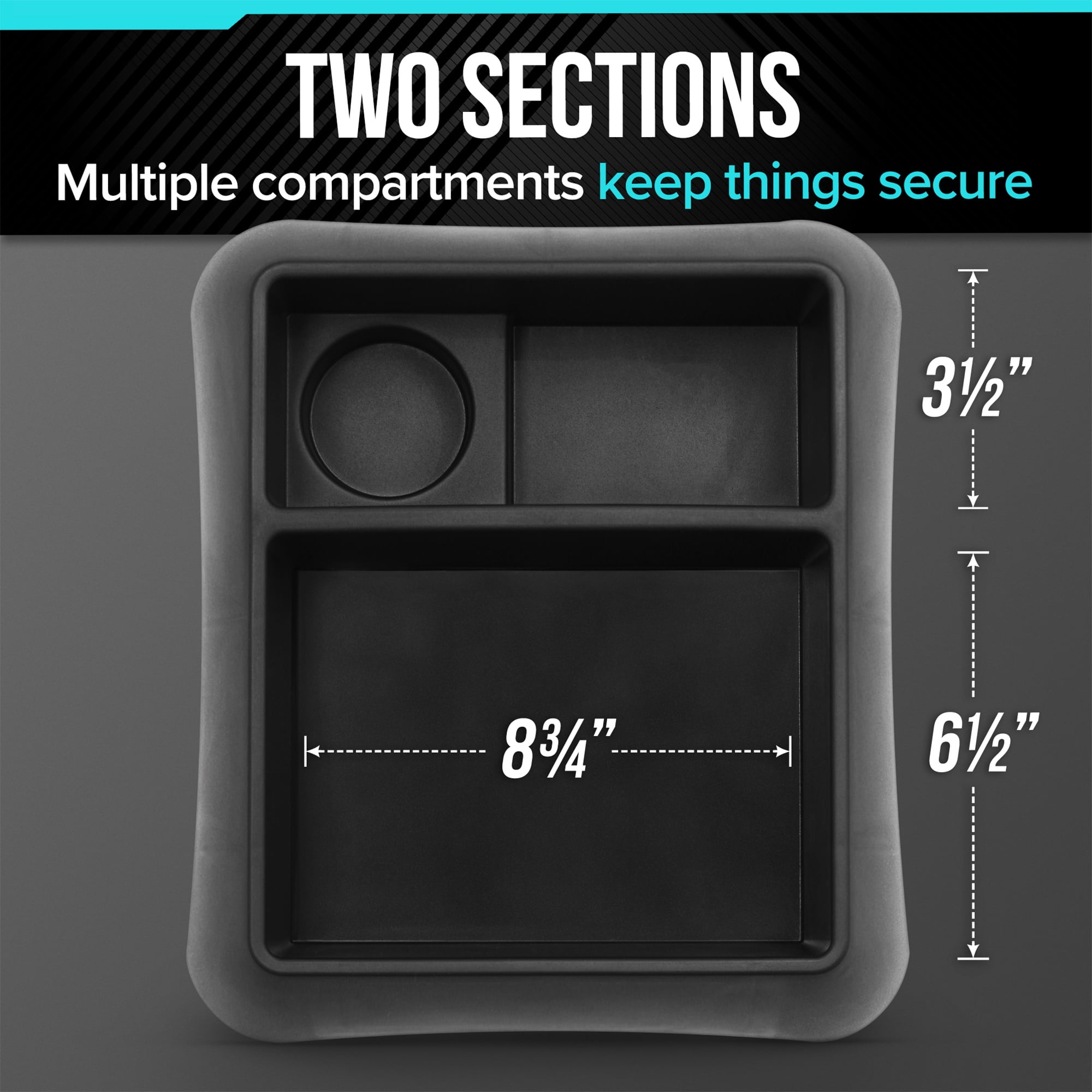 Moblorg Heavy Duty Trunk Organizer for Cars, Trucks, SUVs, Two Storage Compartments, Black