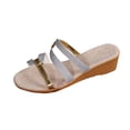 thumbnail image 2 of ATENAR Women Sandals Fashion Solid Color Sandals for Women Outdoor Shoes Women Silver 6.5, 2 of 9