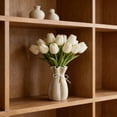 thumbnail image 5 of AURIGATE Ruffled Ceramic Flower Vase, 4.13x8.07 Inch Decorative Vase with Bow Tassel for Home Tabletop Decor, 5 of 6