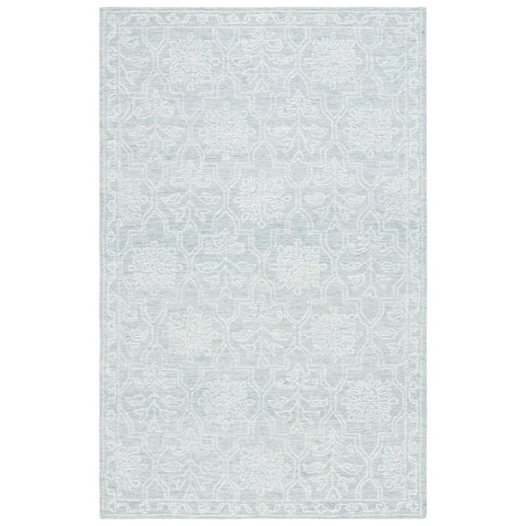 SAFAVIEH Micro-Loop Valery Medallion Area Rug, Light Grey/Ivory, 8' x 10'