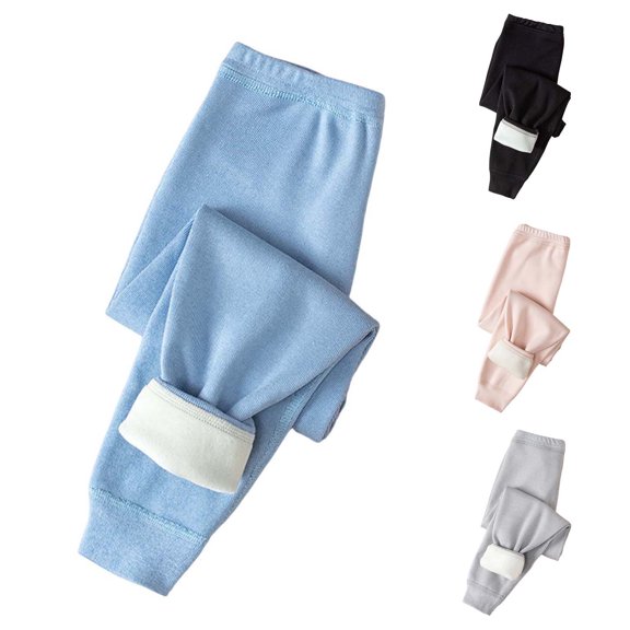 Loopsun Kids Boys Girls Leggings 3 to 15 Years Fall Winter Solid Fleece Warm Casual Pants