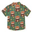 thumbnail image 2 of Dailycode Small Short Sleeve Button Down Shirts Lucky Red Panda Leaf Casual Shirt 3-10 Years, 2 of 9