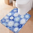 thumbnail image 3 of U-Shaped Toilet Mat Plush Bathroom Rug Mat Non Slip Bathroom Mats Blue and White Snowflake, 3 of 5