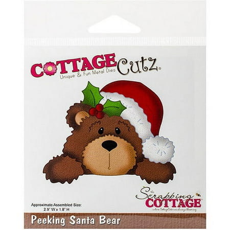 UPC: 0818561022122 | CottageCutz Dies-Peeking Santa Bear 2.9 X1.8