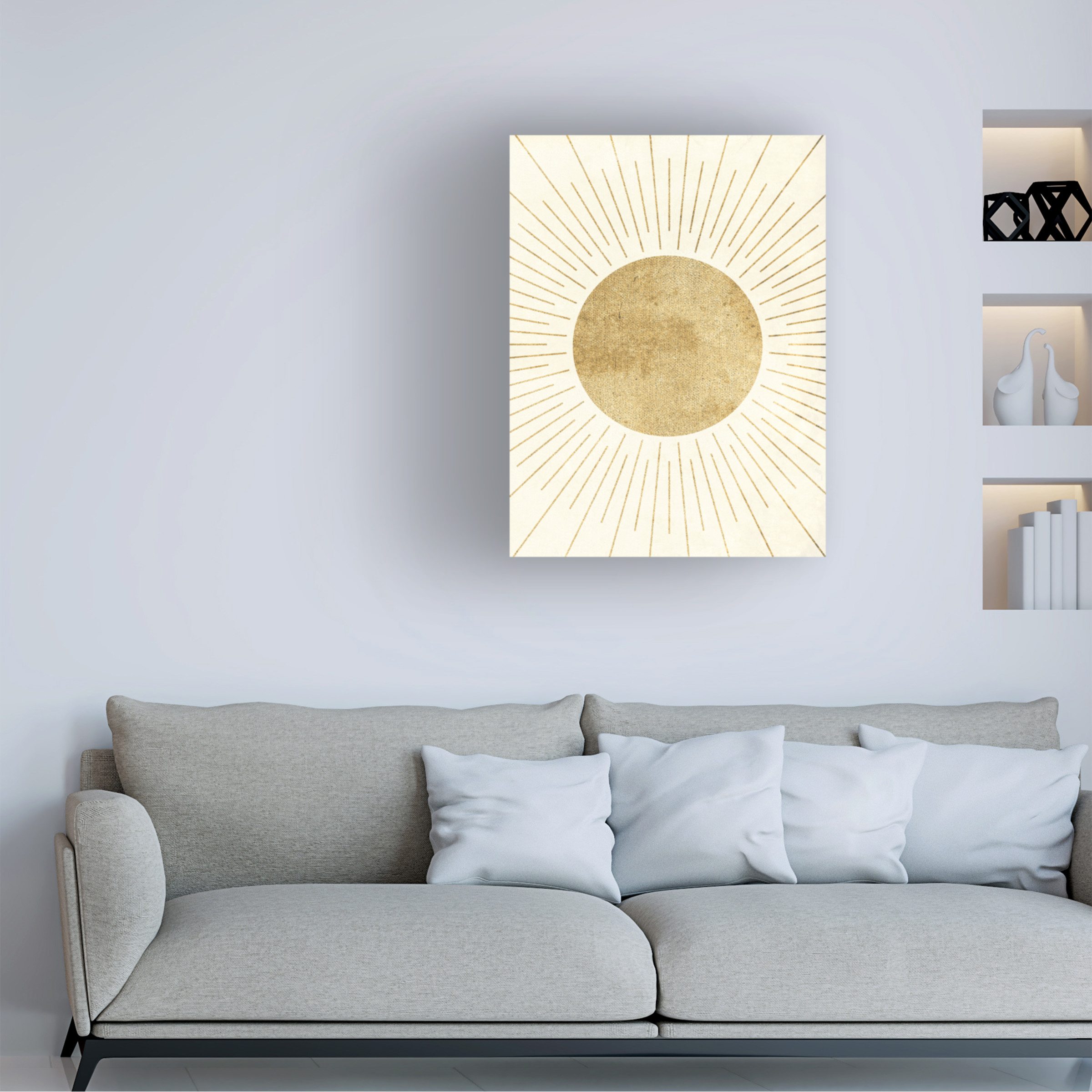 Canvas Wall Art - Tom Quartermaine 'Set of 3 Gold Sun Moon Star 1' Wall Art for Living Room, Bedroom, or Office DÃ©cor by Trademark Fine Art - 24 x 32 Inches