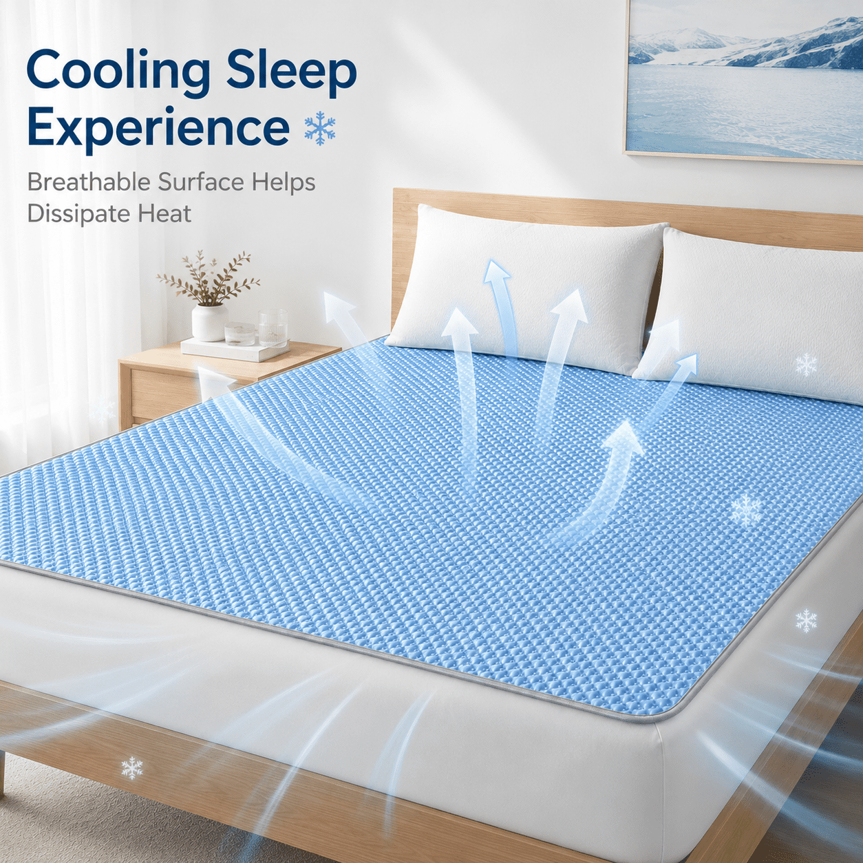 Cooling Pad Mat for Bed Cooling Mattress Pad for Sleep, Summer Hot Flashes, Adult, Pets, No Water or Electricity Required(79 x 71 Inch,Light Blue)