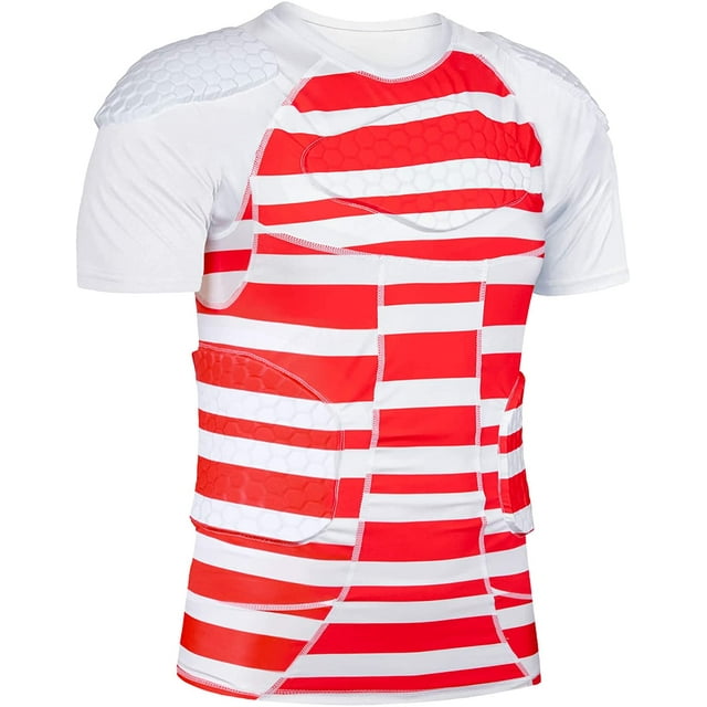 Padded Compression Shirt Protective Top Rib Chest Protector for Rugby Football Paintball Baseball Basketball