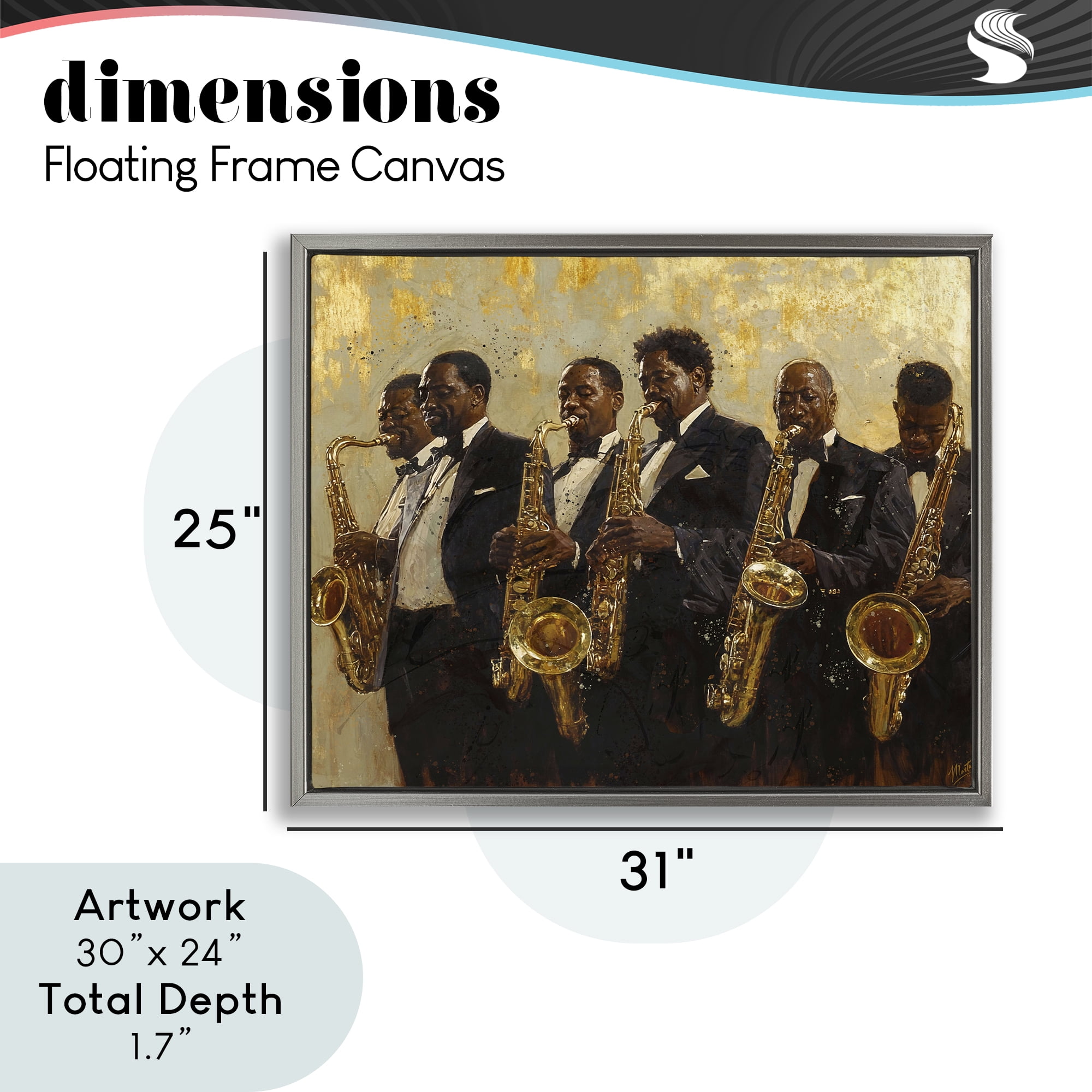 Golden Era Ensemble Gray Framed Floater Canvas Wall Art, design by Marta Wiley