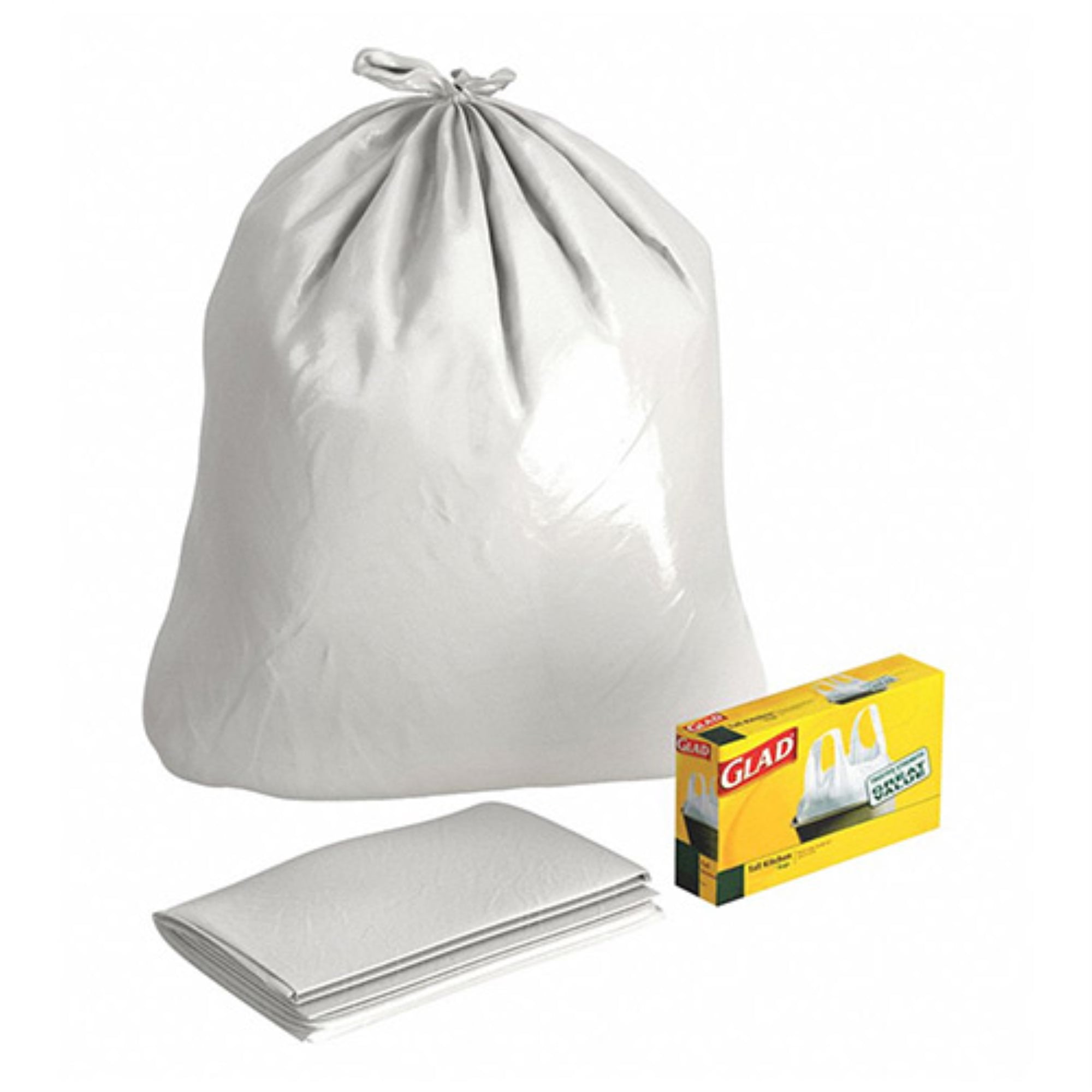 13 Gallon White Trash Bag 50 Coun... Glad Tall Kitchen Handle-Tie Trash Bags 