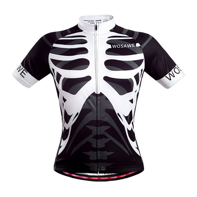 EeaseCA Men's Breathable Shirts Fast Drying Skeleton Pattern Short Sleeve Biker Jerseys Cycling Gear Size L