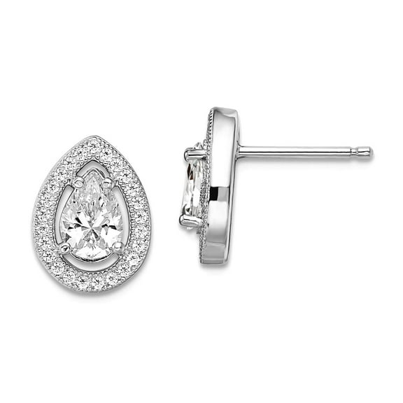 925 Sterling Silver and Cubic Zirconia Brilliant Embers Teardrop Post Earrings 9x13mm Wide Stud Earring for Women