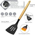 thumbnail image 5 of Kitchen Utensil Set, AOKIWO 34Pieces Silicone Cooking Utensil Set with Wooden Handle, Heat Resistant Spatula Set Gadgets Tools Cookware, Black, 5 of 7