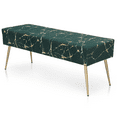 thumbnail image 3 of Magshion Rectangular Tufted Velvet Marbling Pattern Ottoman, Entryway Microfiber Shoe Stool, Bedroom End of Bed Bench, Home Footrest Footstool, Green/Gold, 3 of 8