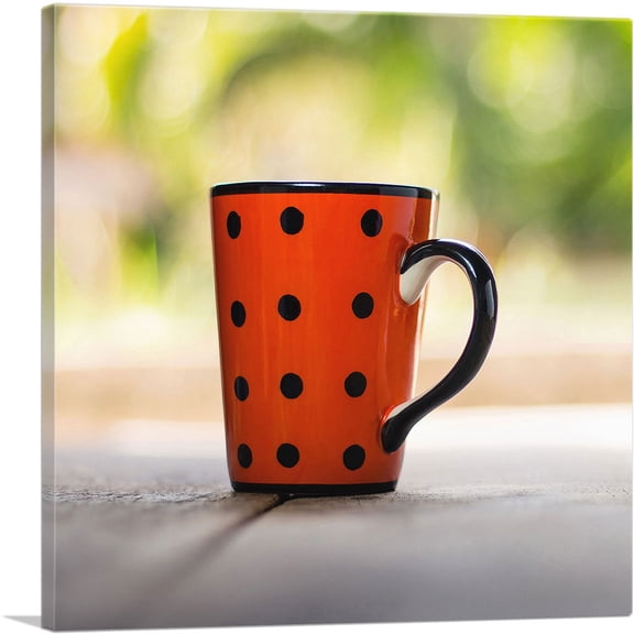 ARTCANVAS Black And Red Dot Cup Home decor Canvas Art Print - Size: 36" x 36" (0.75" Deep)