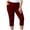 Wine-01, variant on Nugftut Plus Size Capris for Women, Solid Color Yoga Pants with Pockets Elastic Waist Capri Leggings