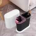 thumbnail image 3 of HANAMYA 8 Liter Slim Trash Can w/Press Top Lid Garbage Bin for Bathroom in White, 3 of 7