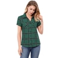 thumbnail image 1 of CamiDe Cuadros Estilo Western De Algodón Clásico Con Botones PaMujer Verde S, 1 of 6