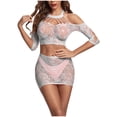 thumbnail image 2 of Conjunto de lencería para mujer, tentación, falda hueca a la cadera, tirantes, medias de red, talla grande, ropa interior de nailon para mujer, falda, 2 of 3